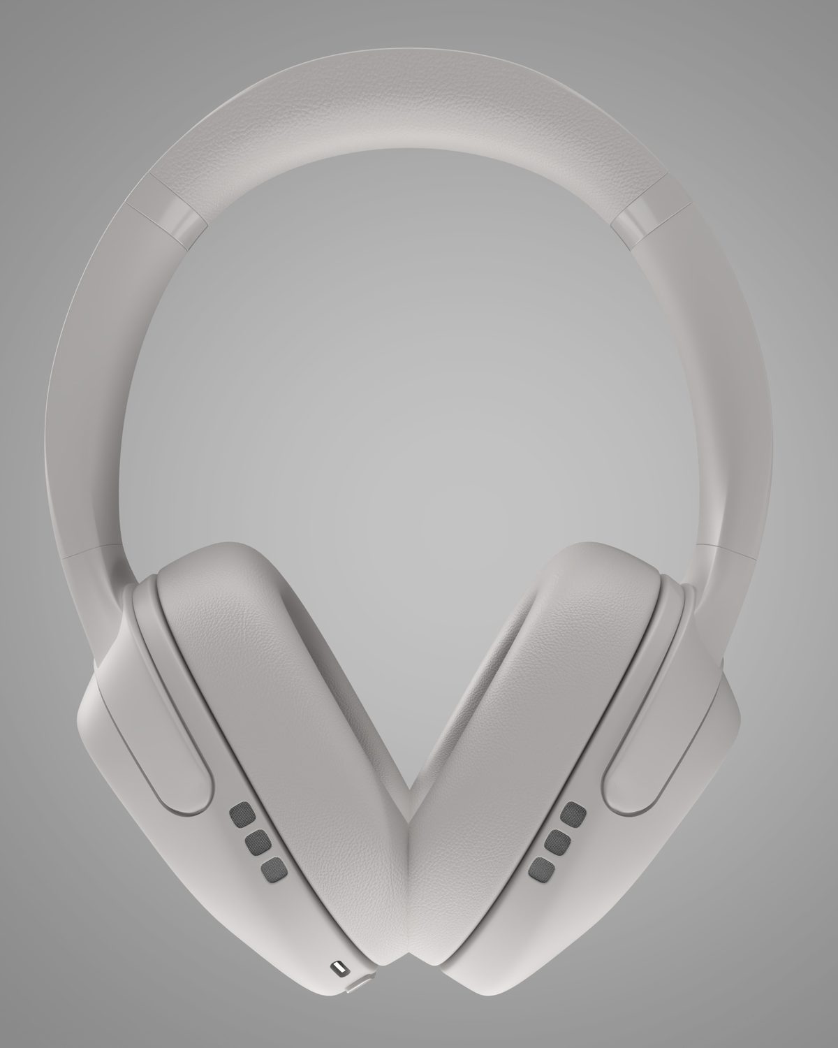 Cream over-ear ANC headphones, front view
